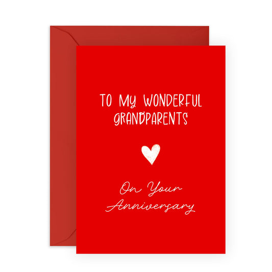 Romantic Anniversary Card for Granpa and Grandma - 'Grandparents' - Gifts for Granny, Grandmum, Grandad, Family - Classic Red for Him Her - Comes with Fun Stickers