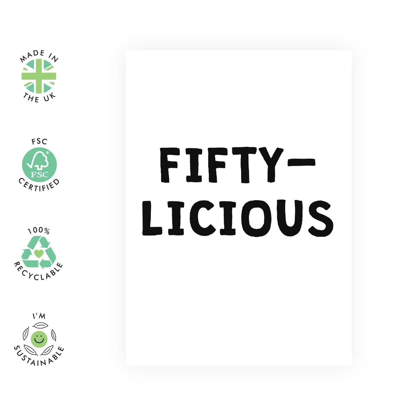 50th Birthday Card For Men Women - Fifty - Licious - Wife Husband Birthday Greeting Card - Happy Fiftieth Birthday Cards For Male Female Friends - Comes With Fun Stickers By Central 23