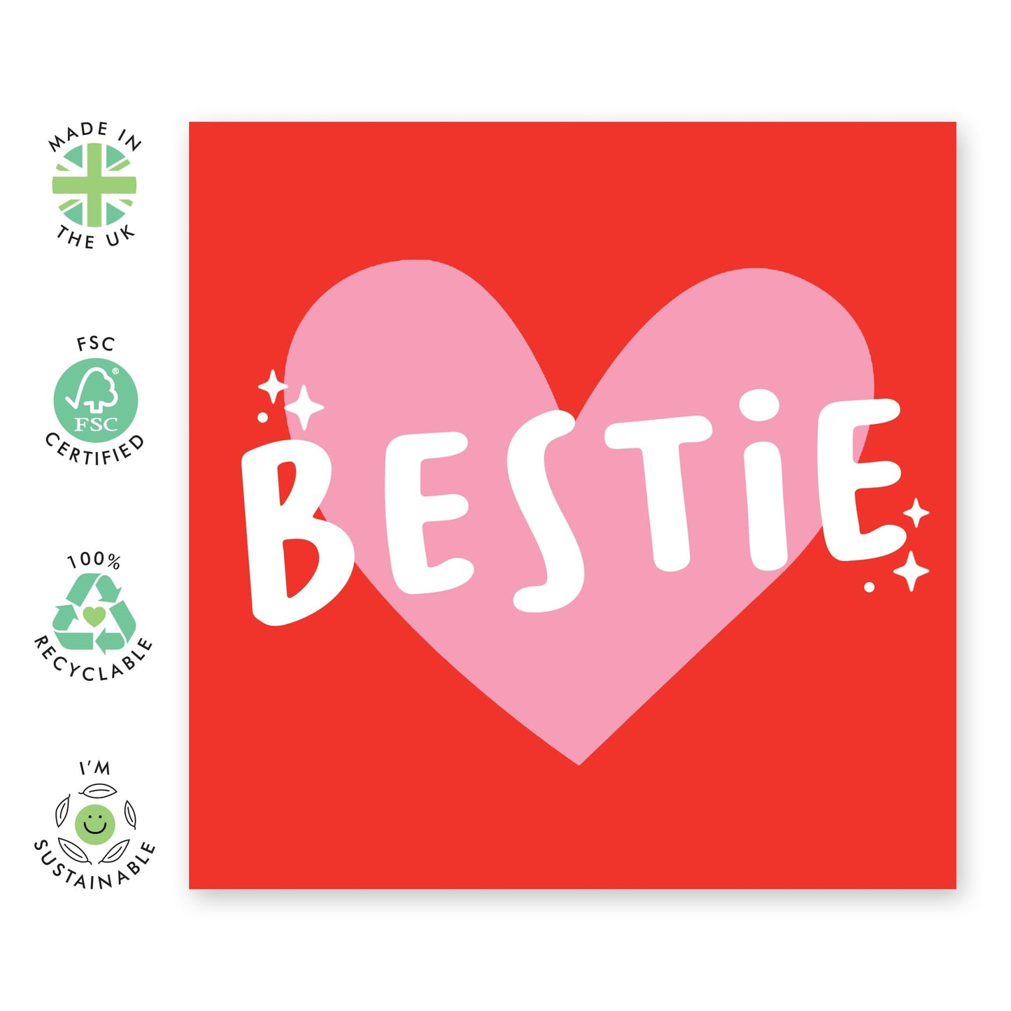 Birthday Cards For Friend Bestfriend - Bestie Heart - Birthday Card For Him Her - Gifts For Men Women - For Brother Sister - From Friend Bff - Comes With Stickers By Central 23