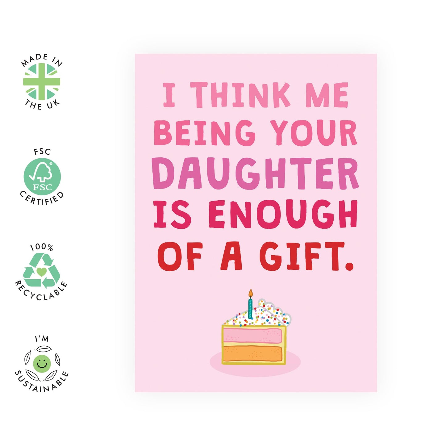 Humorous Birthday Card for Mum Dad - 'DAUGHTER GIFT' - Gifts for Parents, Mummy, Ma, Daddy, Pops, Old Man, Her, Him from Daughter - Mama's Girl - Mothers Day Card - Comes with Stickers