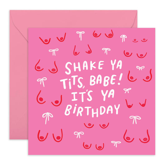 Hilarious Birthday Card - 'Shake Ya T*ts Babe' - Gifts for Best Friends, Besties, BFF,Girlfriends, Sister, Sis, Co-workers, Colleagues - Breast Friends Forever - Comes with Fun Stickers