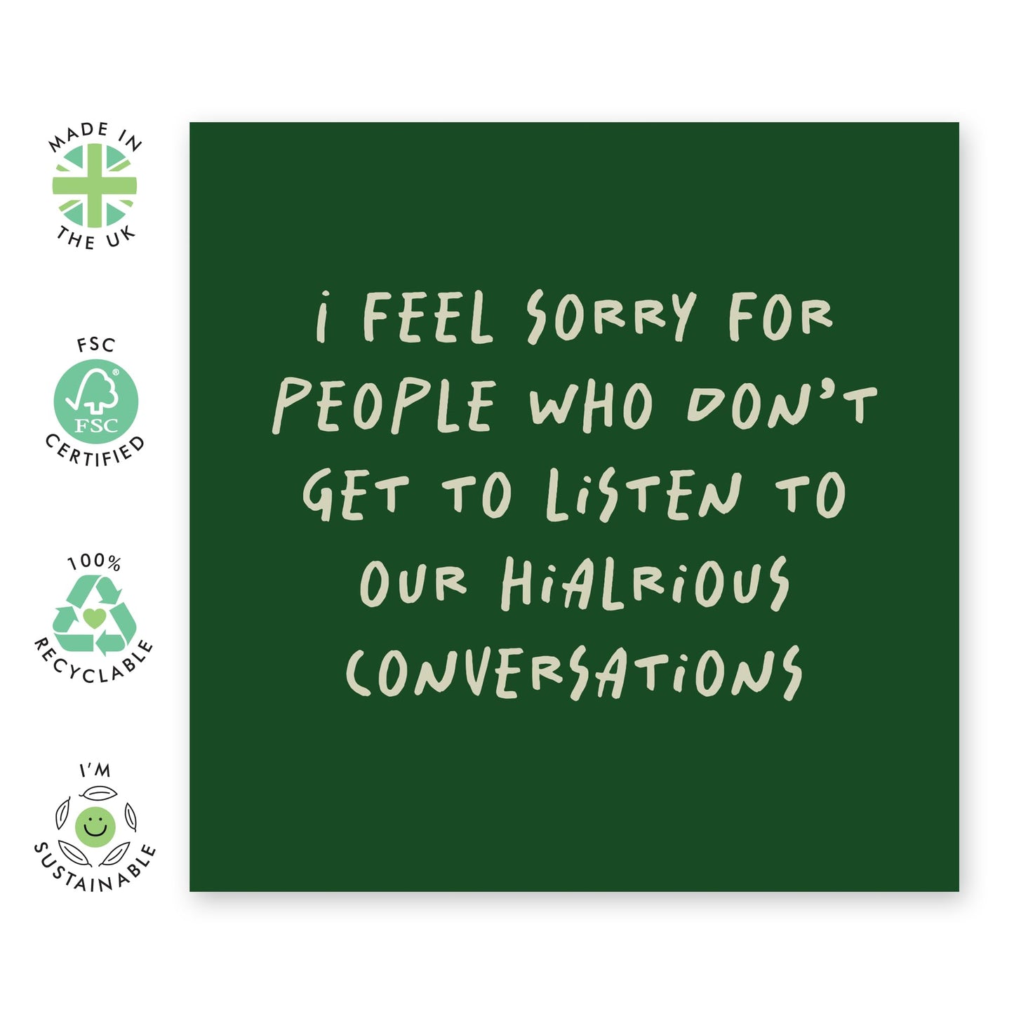 Greeting Card - 'HILARIOUS CONVERSATIONS' - Perfect for Celebrating with a Touch of Humor and Wit - Ideal for Friends Who Love a Good Laugh and Fun Dialogues - Comes With Stickers By Central 23
