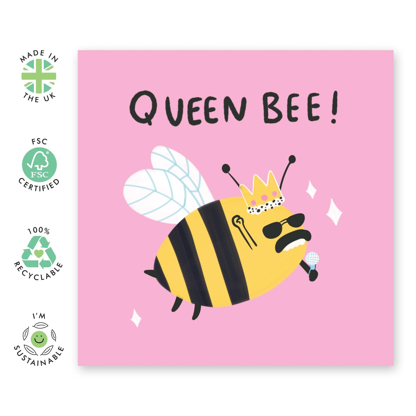 Female Birthday Cards For Her - Happy Birthday Queen Bee Pink - Pretty Birthday Card For Mum Nana Wife - Friend Birthday Gifts Girly - Ladies Birthday Card - Comes With Stickers By Central 23