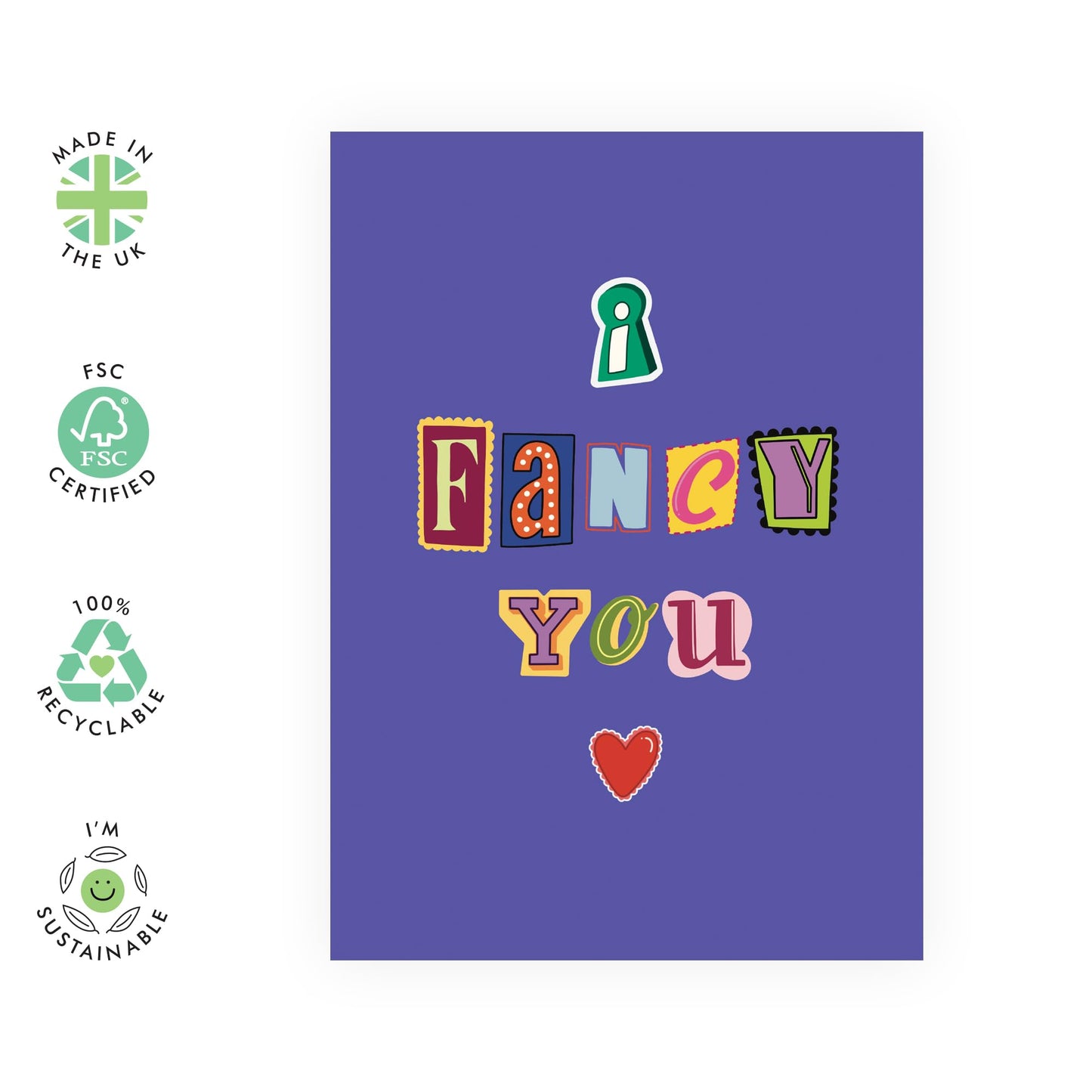 Love Card for Him, Her - I Fancy You - Fun & Quirky Romantic Card for Anniversary and Valentine’s Day for Boyfriend, Girlfriend, Spouse, Partner, Wife, Husband - Comes with Fun Stickers