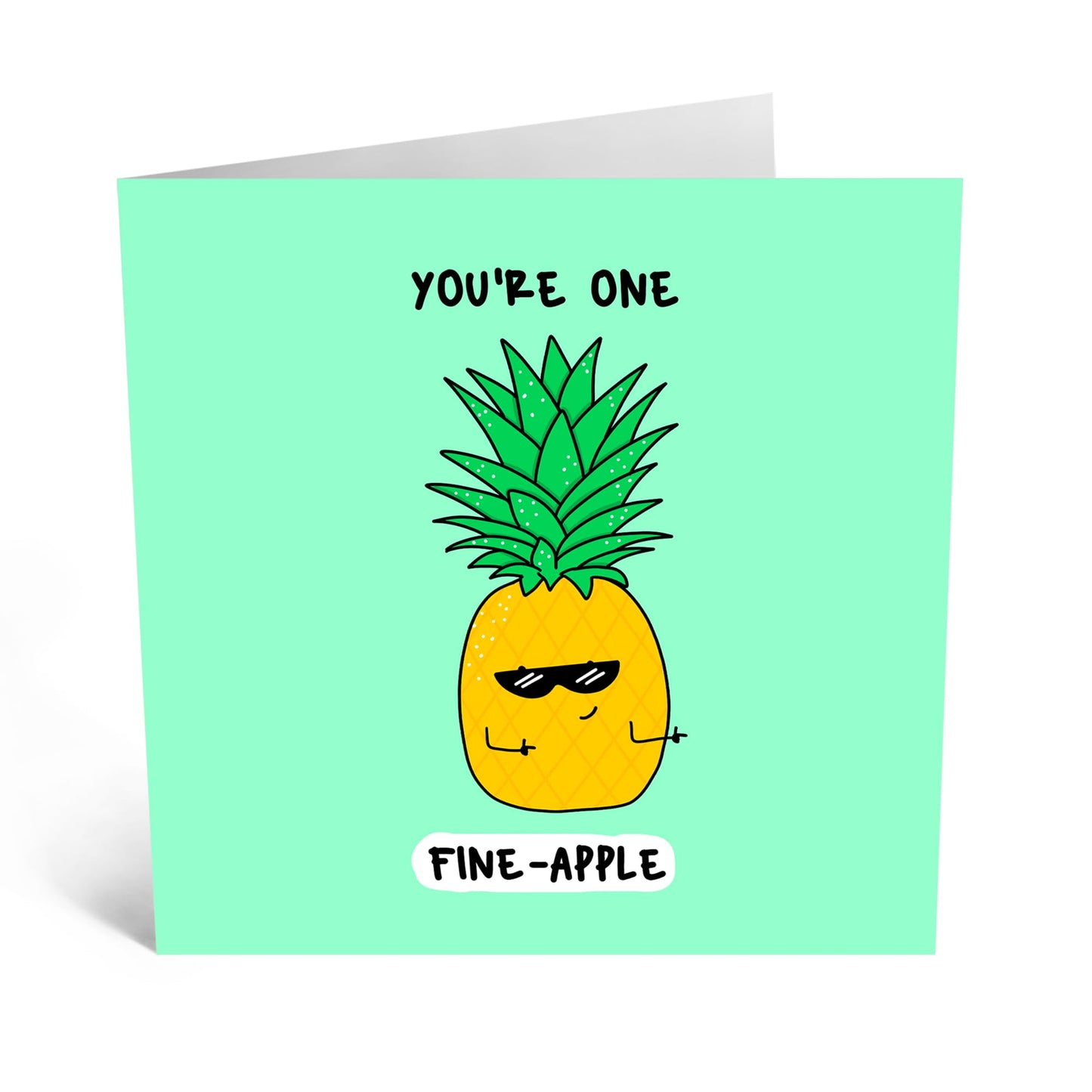 Punny Greeting Card - 'YOU'RE ONE FINE-APPLE' - Perfect for Adding a Fun and Fruitful Touch to Any Occasion - Ideal for Him, Her, Friends, Family, Colleagues - Comes With Stickers By Central 23