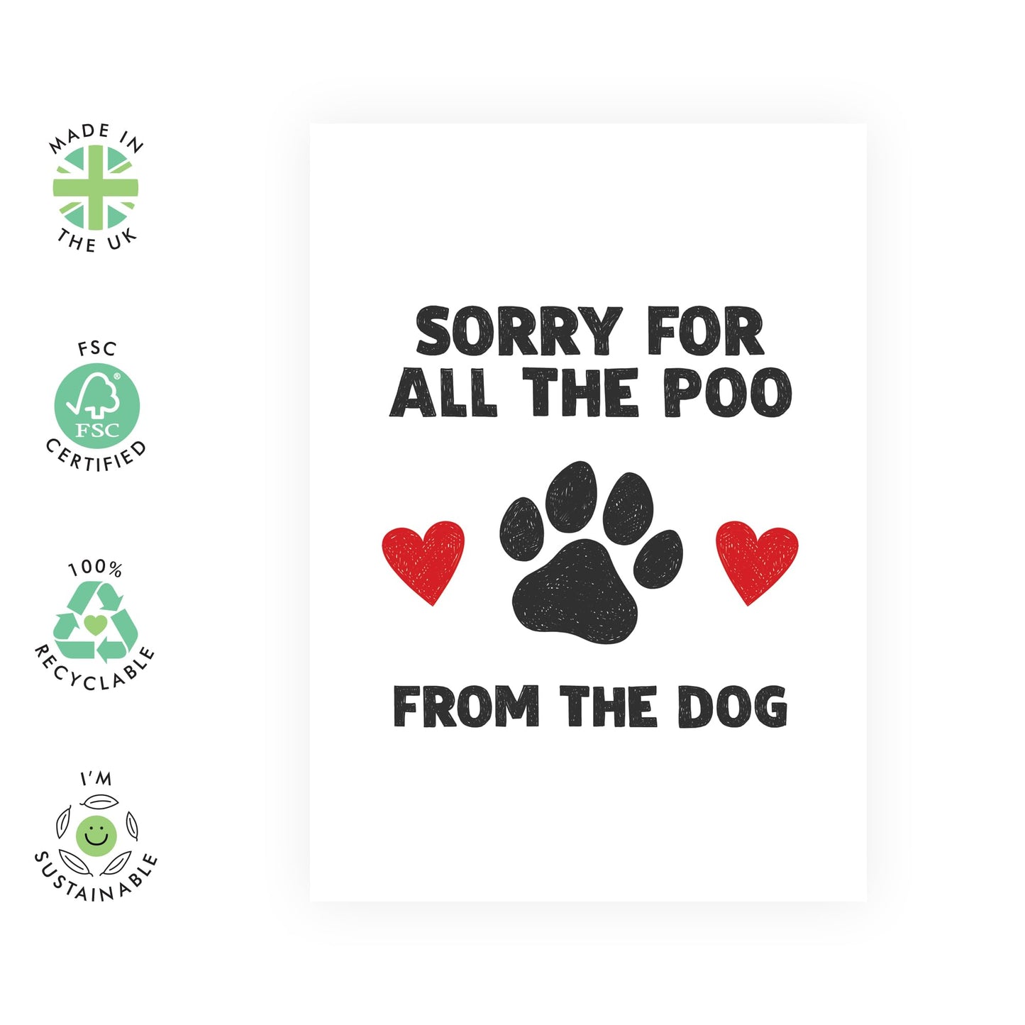 Humorous Birthday Cards For Men Women - Sorry For The Poo - Funny Birthday Card From Dog - Thank You Cards - Mothers Day gifts For Fur Parents Dog Mum Dad Wife- Comes With Stickers