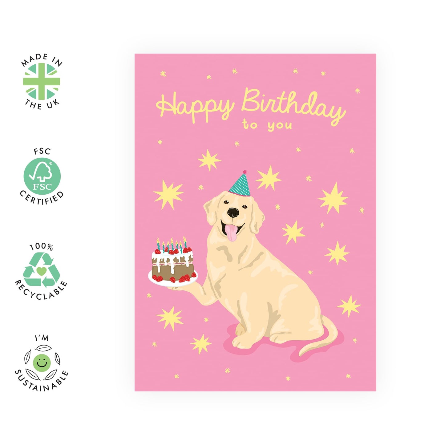 Fur Baby Birthday Card - Happy Birthday Labrador Dog - Dog Birthday Cards For Pet Owners - Dog Mum Fur Dad - Puppy - Paw - Gifts For Men Women Him Her - Comes With Stickers - By Central 23