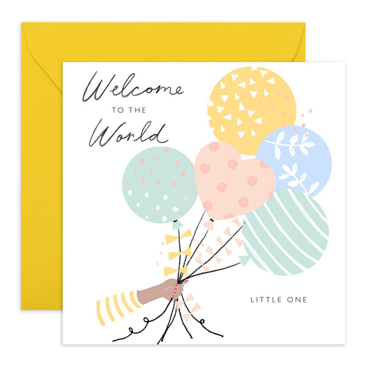 Baby Shower Card Unisex - Welcome Home To The World - Balloons - Well Done Congratulations Card For Pregnancy Newborn Baby Expecting Dad And Mum To Be Card - Comes With Stickers - By Central 23