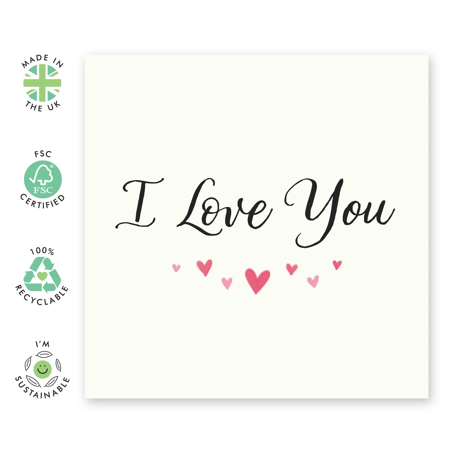 Classic ILY Greeting Card - 'I Love You' - Gifts for Husband, Wife, Girlfriend, Boyfriend, Him, Her, Babe, Other Half, Darling - Hand Writing - Comes with Fun Stickers