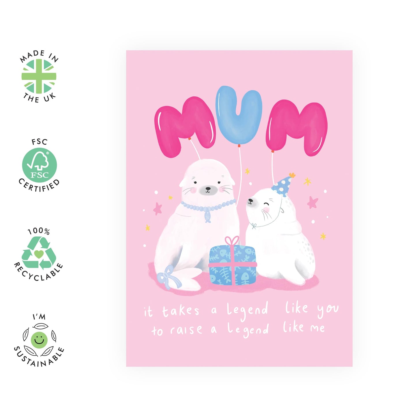 Mum Birthday Cards From Daughter - Legend Like You Seal - Sweet Birthday Card For Women - Gifts For Mummy Mom Mam Step Mum - Comes With Stickers - Blank Inside - By Central 23