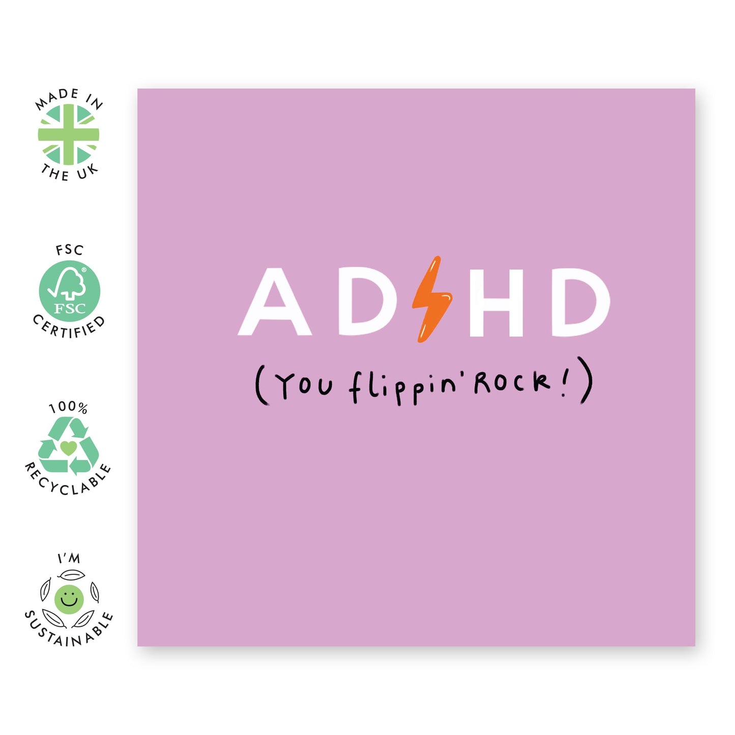 Motiviational Greeting Cards for Him Her - ADHD You Flippin’ Rock – Gifts for Friends, Colleagues, Loved Ones, Coworkers, Neighbour, BFF, Besties, Brother, Sister - Comes with Fun Stickers