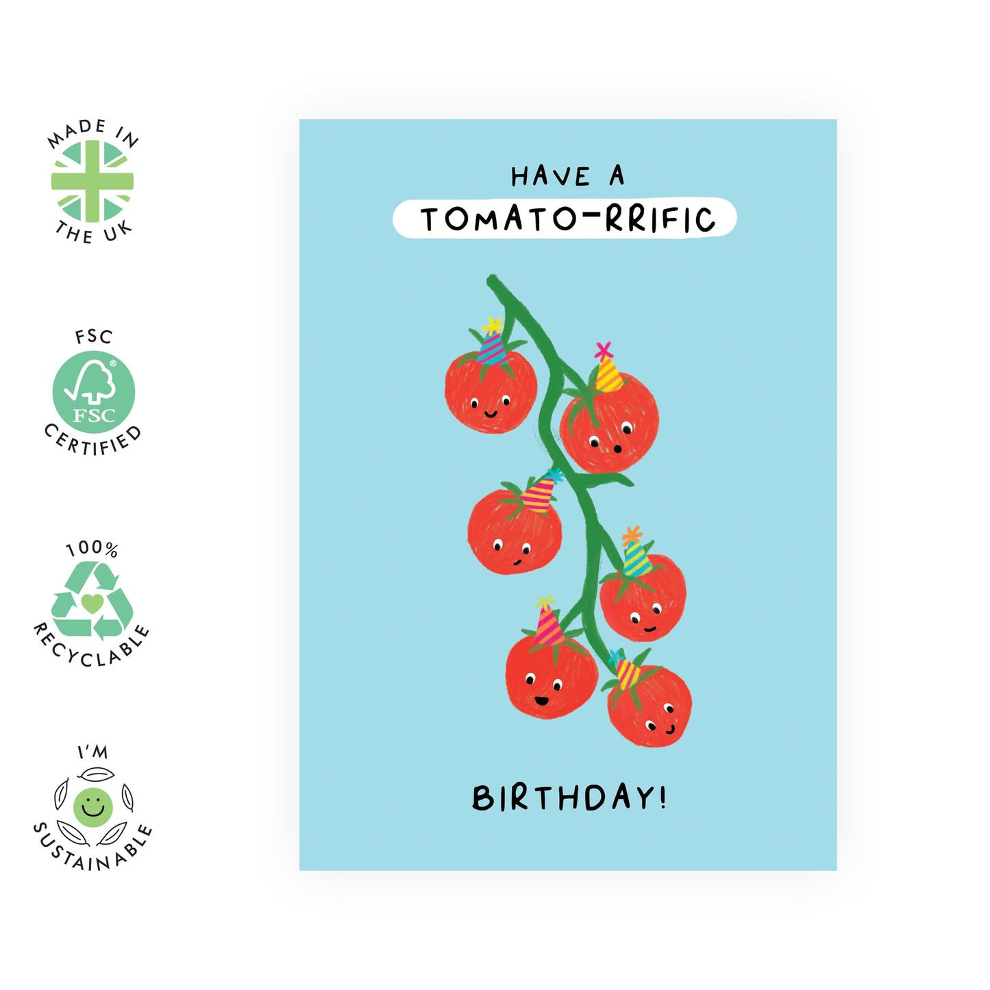 Funny Birthday Cards For Men Men - Have A TAMATO-rrific Birthday! - Vegetable Puns Jokes Humor - Birthday Greeting Cards For Mum Dad Grandpa Grandma - Comes With Fun Stickers By Central 23