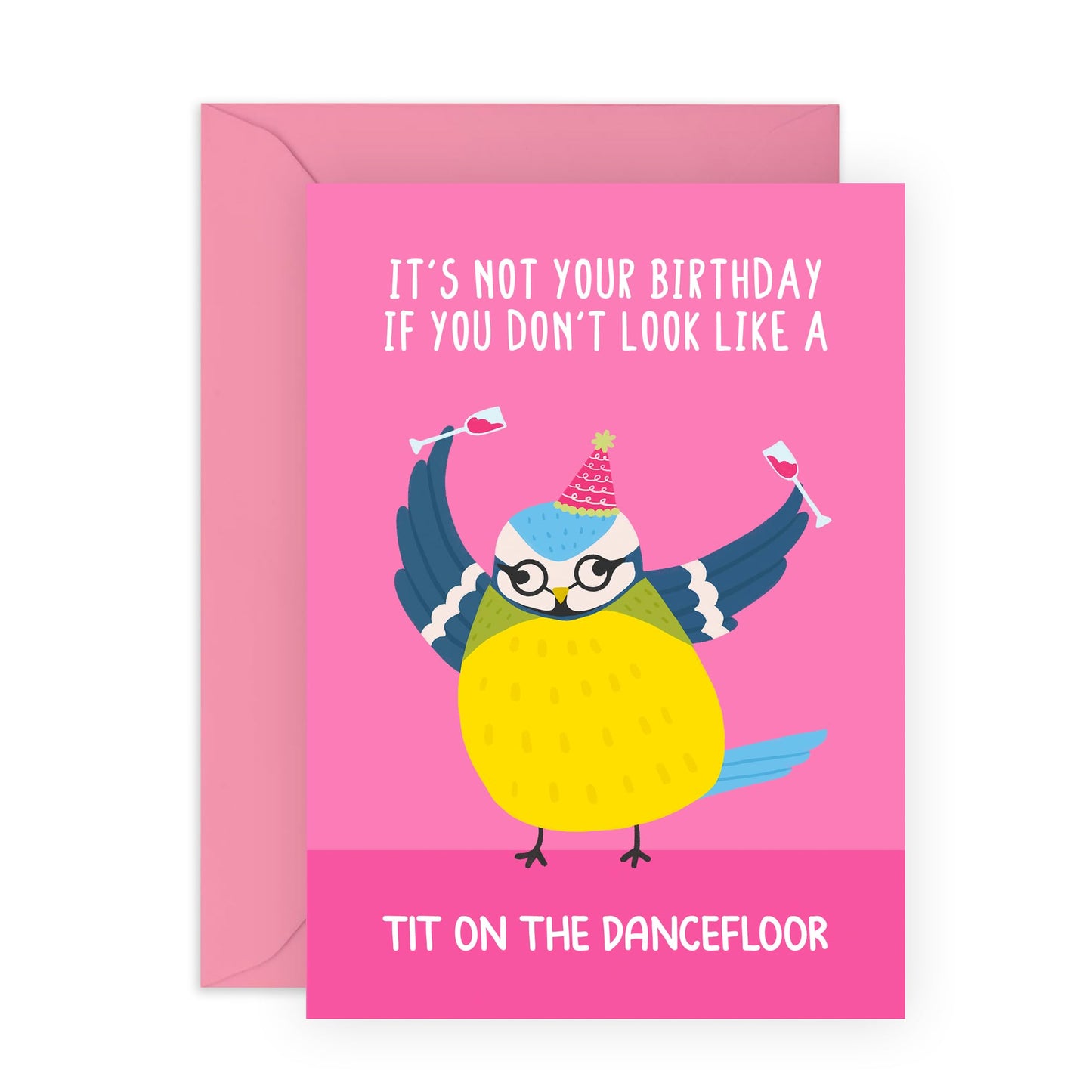 Fun Birthday Cards Her - Tit On The Dancefloor Birthday Bird - Sister Birthday Card - Best Friend Birthday Card - Cheeky Greeting Cards For Her Mum Aunt Sister - Comes With Fun Stickers By Central 23