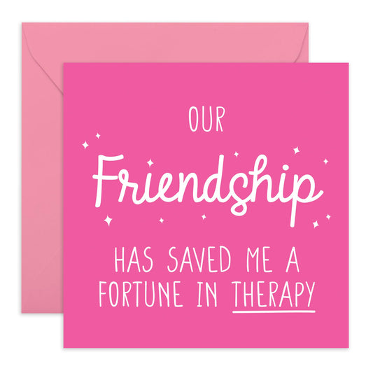 Friendly Birthday Card with a Message - 'Friendship' - Gifts for Best Friends, Besties, BFF,Girlfriends, Sister, Sis, Gals, Partners - Pink Heart Warming Message - Comes with Fun Stickers