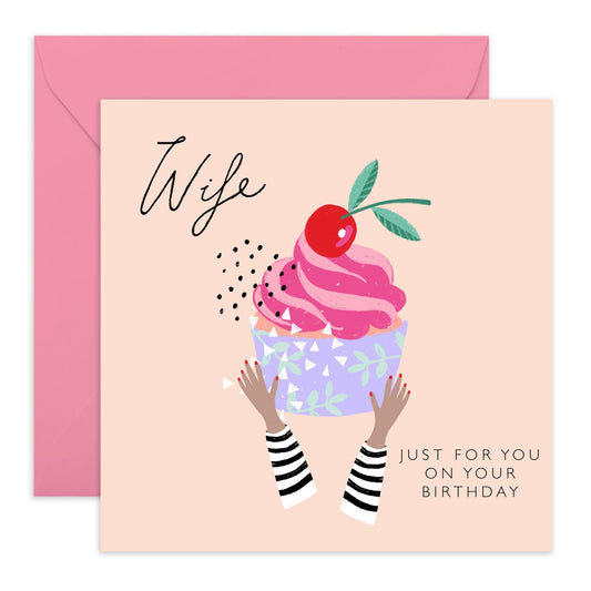 Birthday Card For Wife - Happy Birthday Cards For Wife - Bday Cupcake - I Love You Cards For Wife - Sweet Greeting Cards And Envelopes - Wife Gifts For Her - Comes With Stickers By Central 23