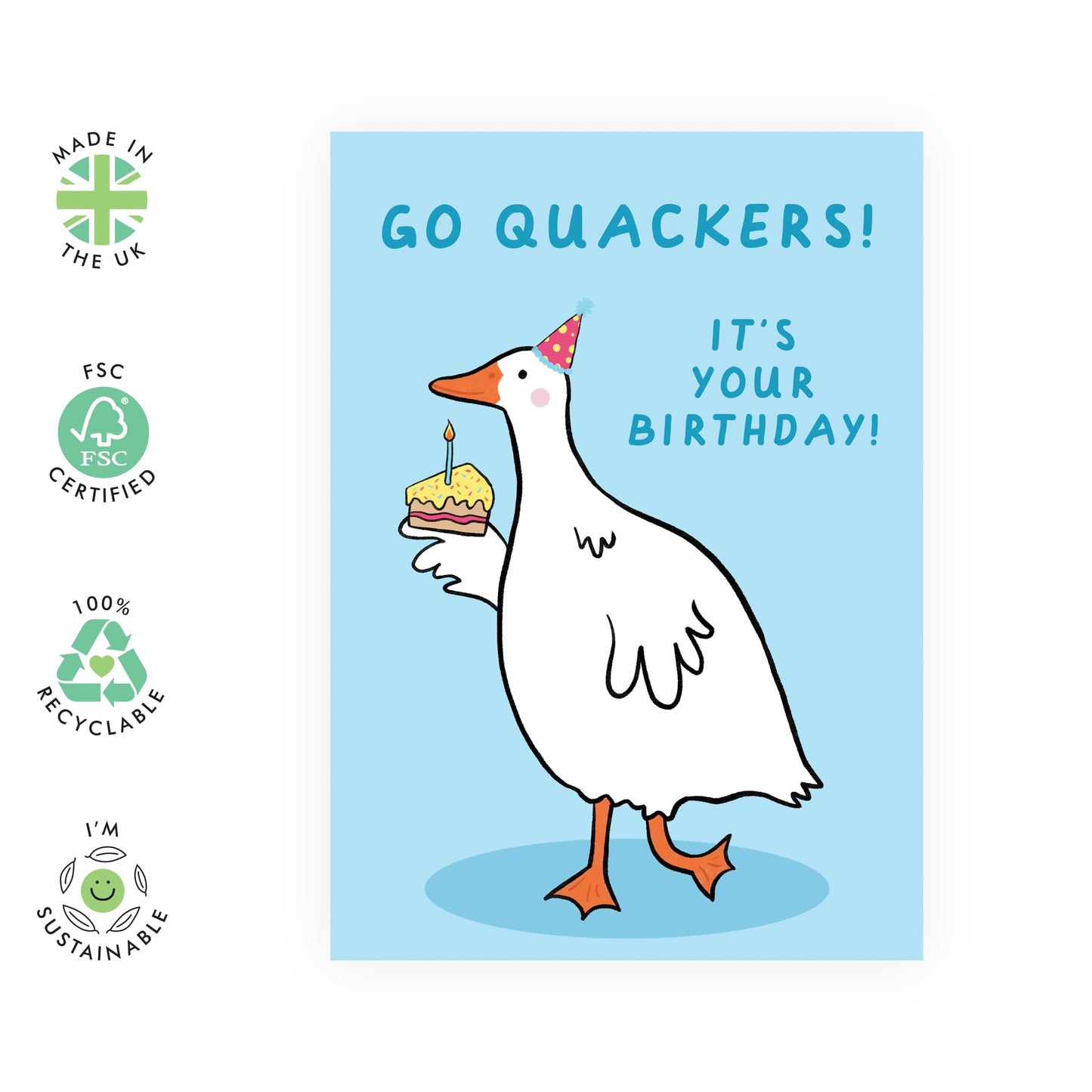 Happy Birthday Best Friend - Go Quackers It's Your Birthday Goose - Funny Birthday Cards For Men And Women - Gifts For Him Her - Comes With Fun Stickers - By Central 23