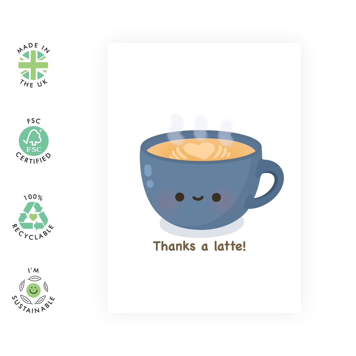 Cute Thank You Card For Men Women - Thanks A Latte - Pun - Appreciation Cards For Husband Wife Boyfriend Girlfriend - Anniversary Card - Comes With Stickers - By Central 23