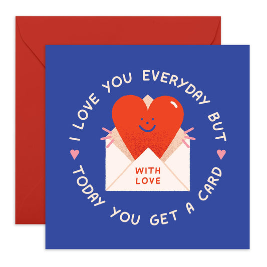 Valentines Card For Girlfriend Boyfriend - I Love You Every Day But Today A Card - Anniversary Card For Him Her - Wedding Anniversary Card For Husband Wife - Comes With Fun Stickers By Central 23