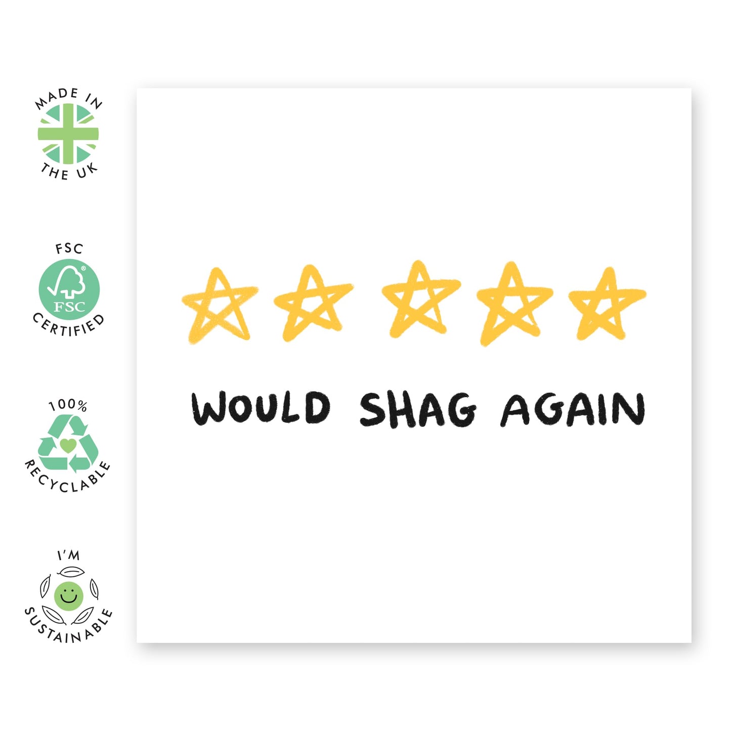 Hilarious Love Card for Her or Him – “5 Star Would Sha* Again” - Gifts for Boyfriend, Girlfriend, Wife, Husband, Spouse, Partner, Him, Her, Babe - Valentines Day -Comes with Stickers