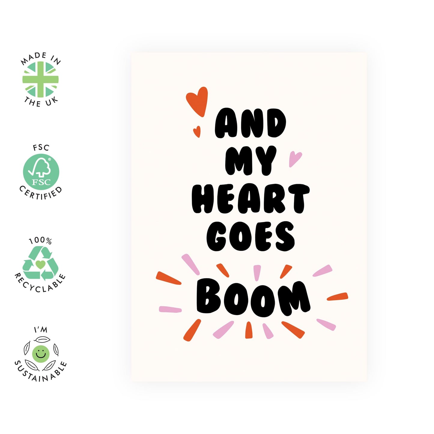 Sweet Anniversary Card - And My Heart Go Boom - Valentines Day Cards For Husband Wife Boyfriend Girlfriend - I Love You Cards For Couples - Cheesy Cards For Fiance - Comes With Stickers By Central 23
