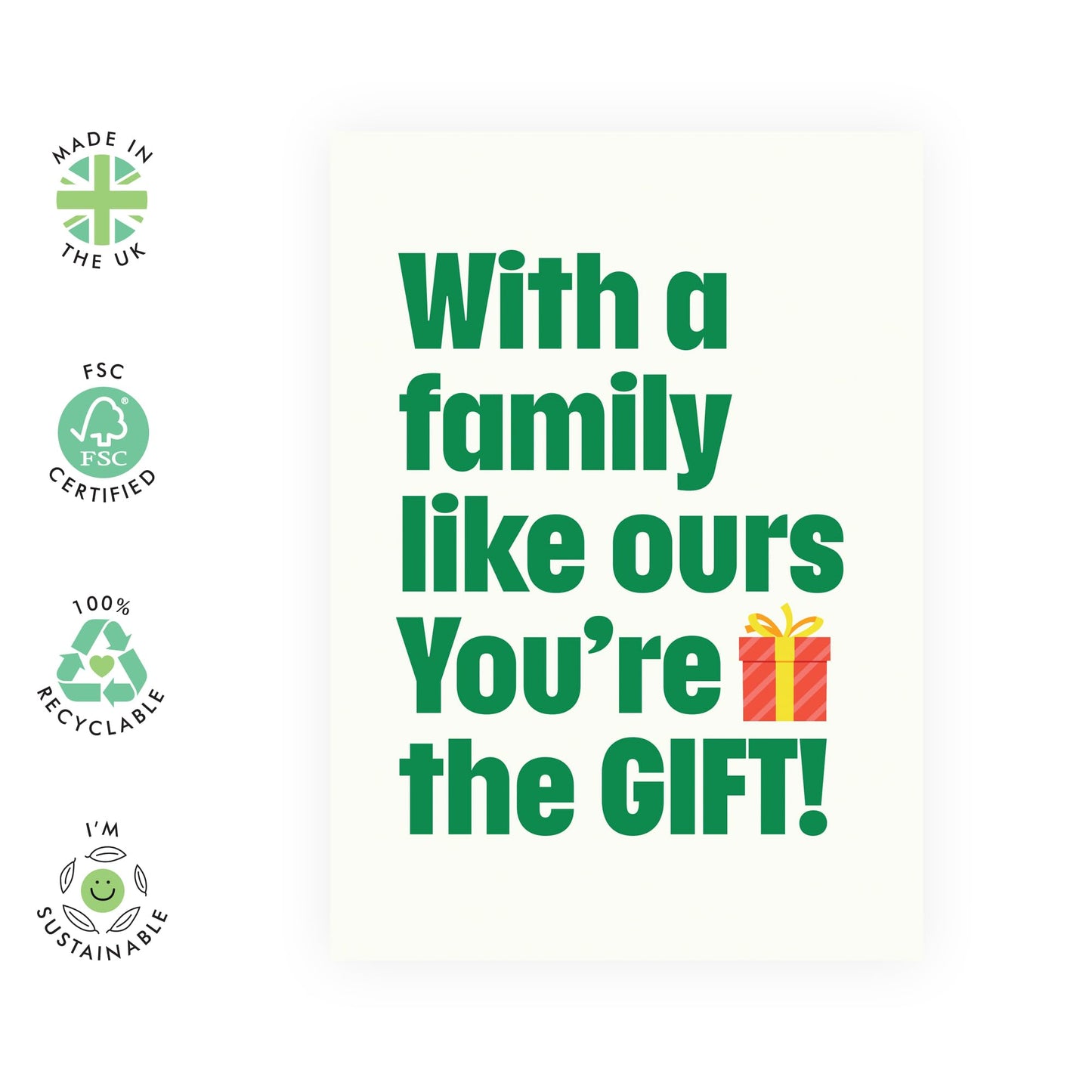 Happy Birthday Card For Men Women - You're The Gift - Funny Greeting Cards For Brother Sister - Gifts For Mum Dad - For Him Her - Comes With Stickers And Envelope - By Central 23