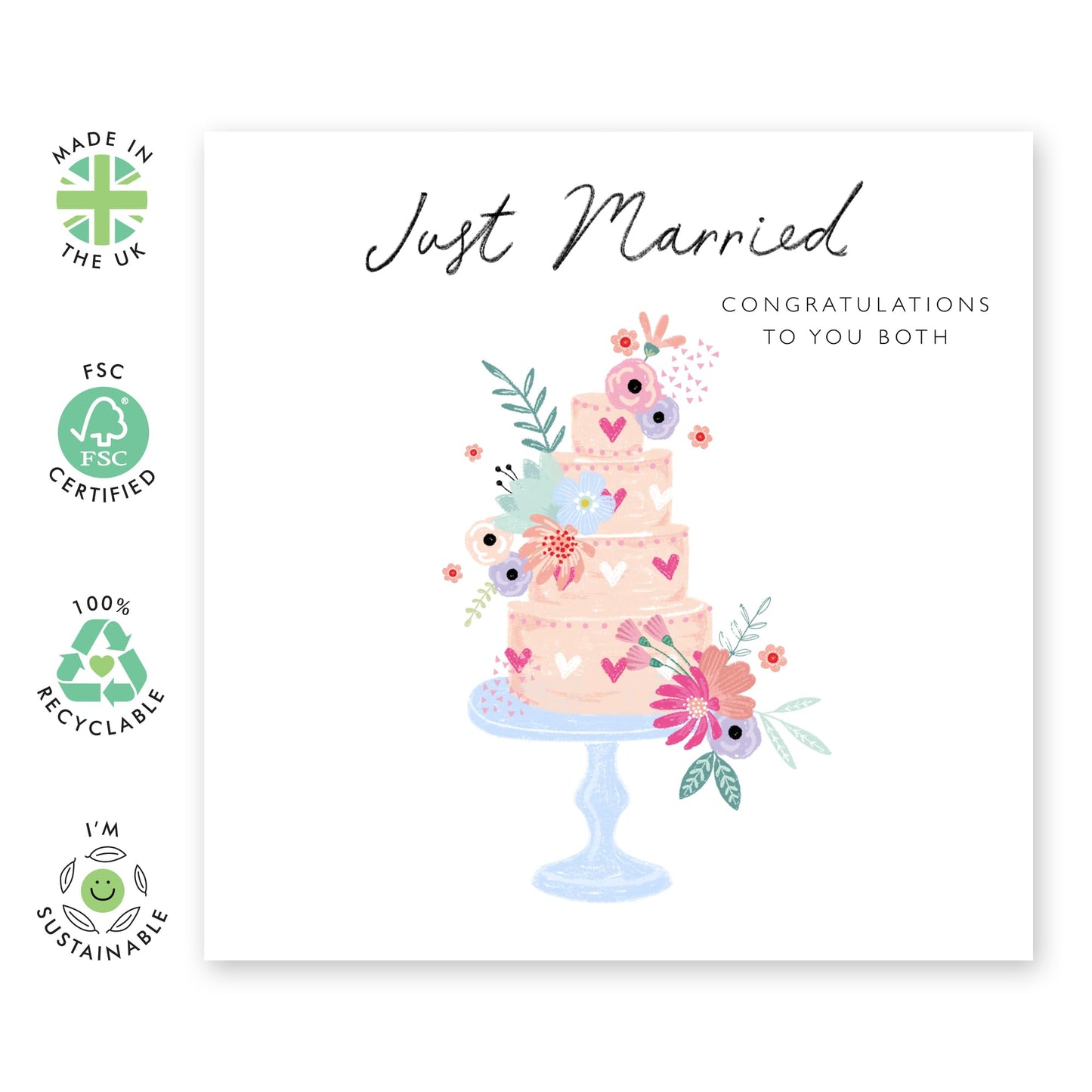 Wedding Cards For Bride And Groom - Just Married Cake - Newly Weds Card - Congratulations Card Men Women Son Daughter In Law - Best Wishes Gift Him Her - Comes With Stickers By Central 23