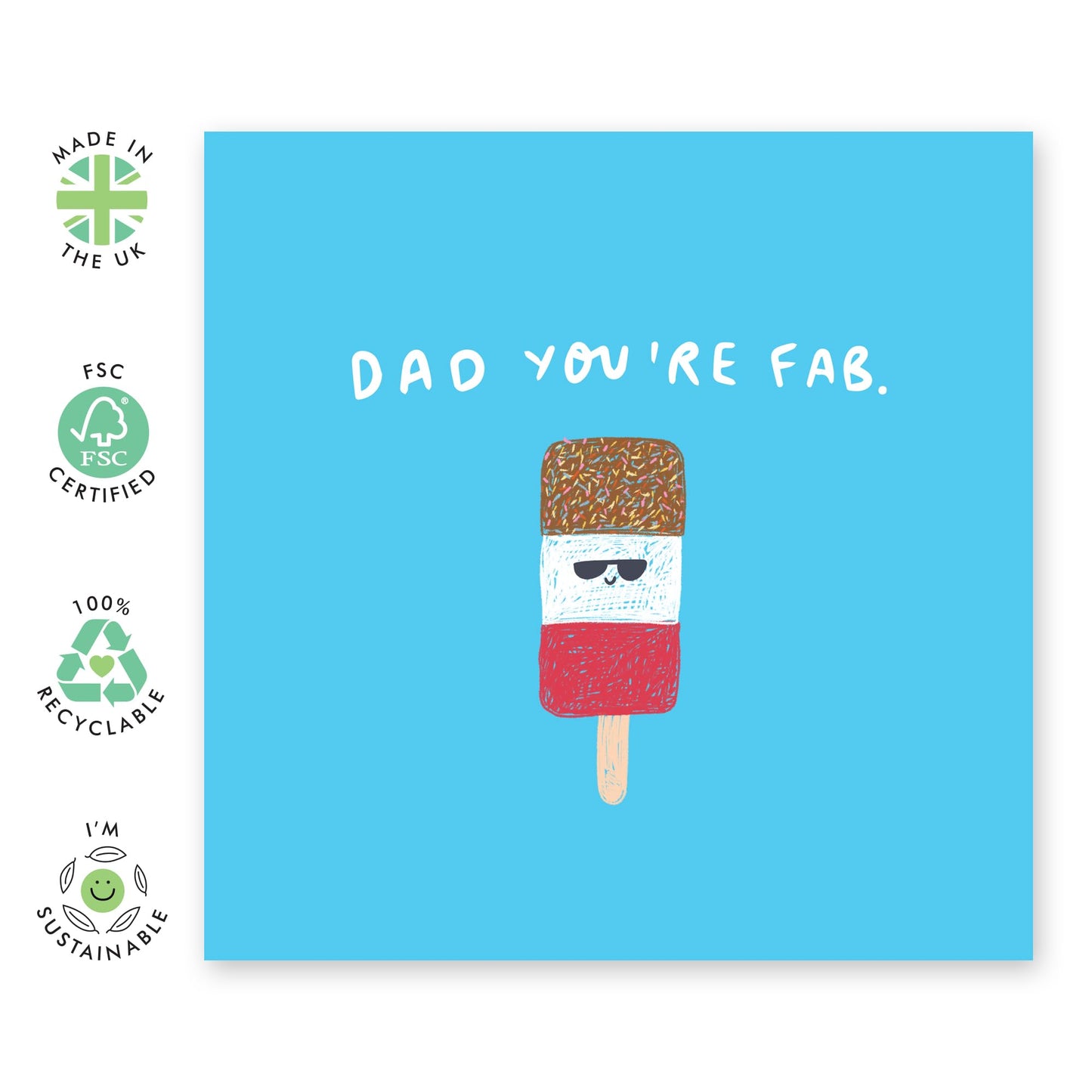 Birthday Card Dad - Dad, You're Fab - Sweet Fathers Day Card From Baby Son Daughter Kids - Thank You Cards For Him - Thoughtful Gifts For Men Pop Papa Daddy - Comes With Cute Stickers By Central 23