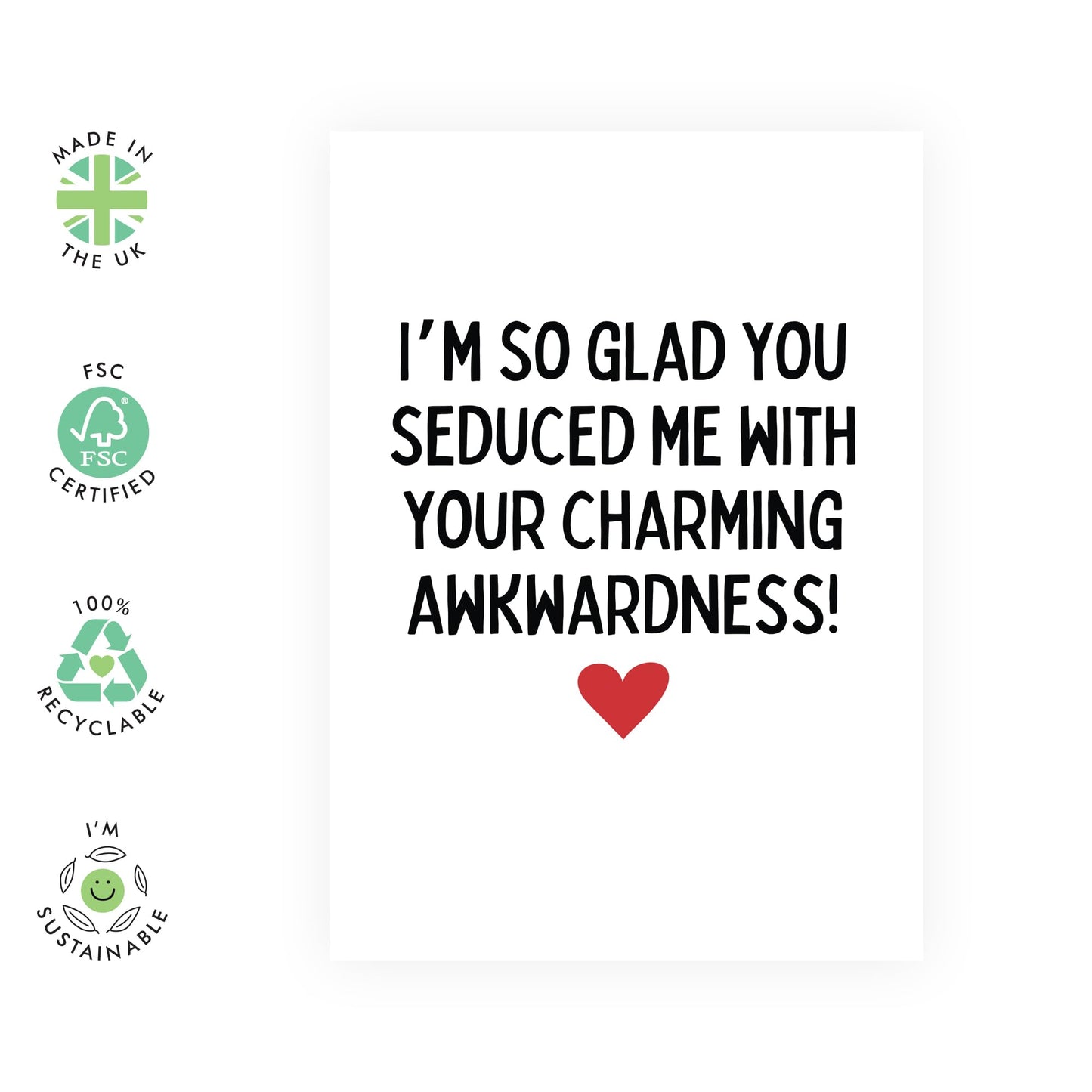Wedding Anniversary Card Wife Husband - Charming Awkwardness - Funny Anniversary Card For Boyfriend Girlfriend - Valentine's Day Card For Men Women Couple - Comes With Stickers - By Central 23