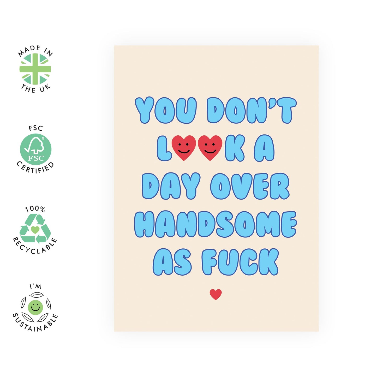 Boyfriend Birthday Card - Handsome As F*ck - Funny Greeting Cards For Husband Dad Grandfather Partner - Hilarious Gifts For Men Him Male Friends - Retirement Card - Comes With Stickers - By Central 23