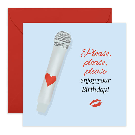 Pop Star Birthday Card - 'Sabrina C Mic' - Gifts for Her, Women, Bestie, Best Friend, Sister, Colleague - Please Enjoy Your Day - Comes with Fun Stickers