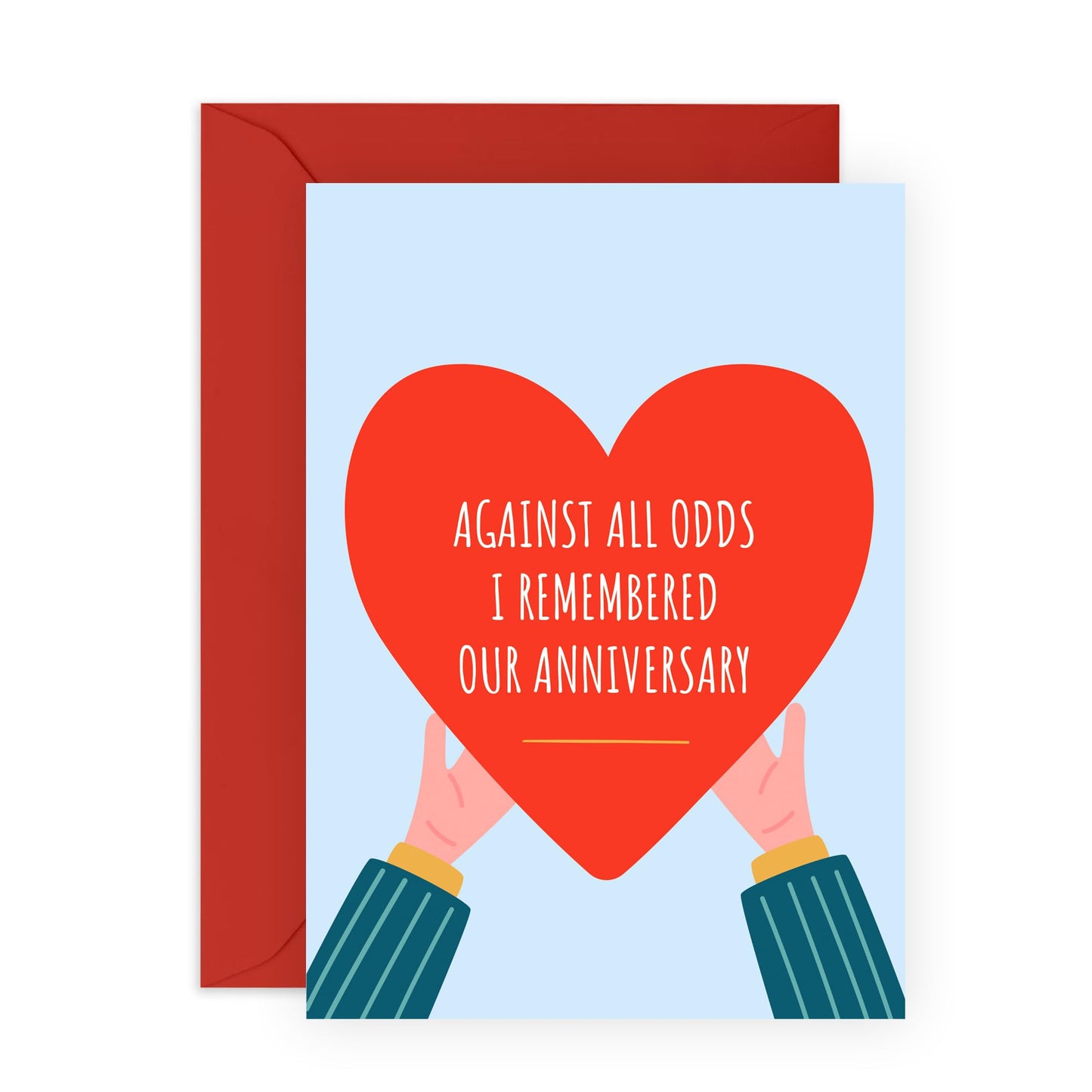 Against All Odds Anniversary Card - 'Remembered Anniversary' - Gifts for Him, Her, Wife, Husband, Boyfriend, Girlfriend, Spouse, Couples - Big Heart - Comes with Fun Stickers