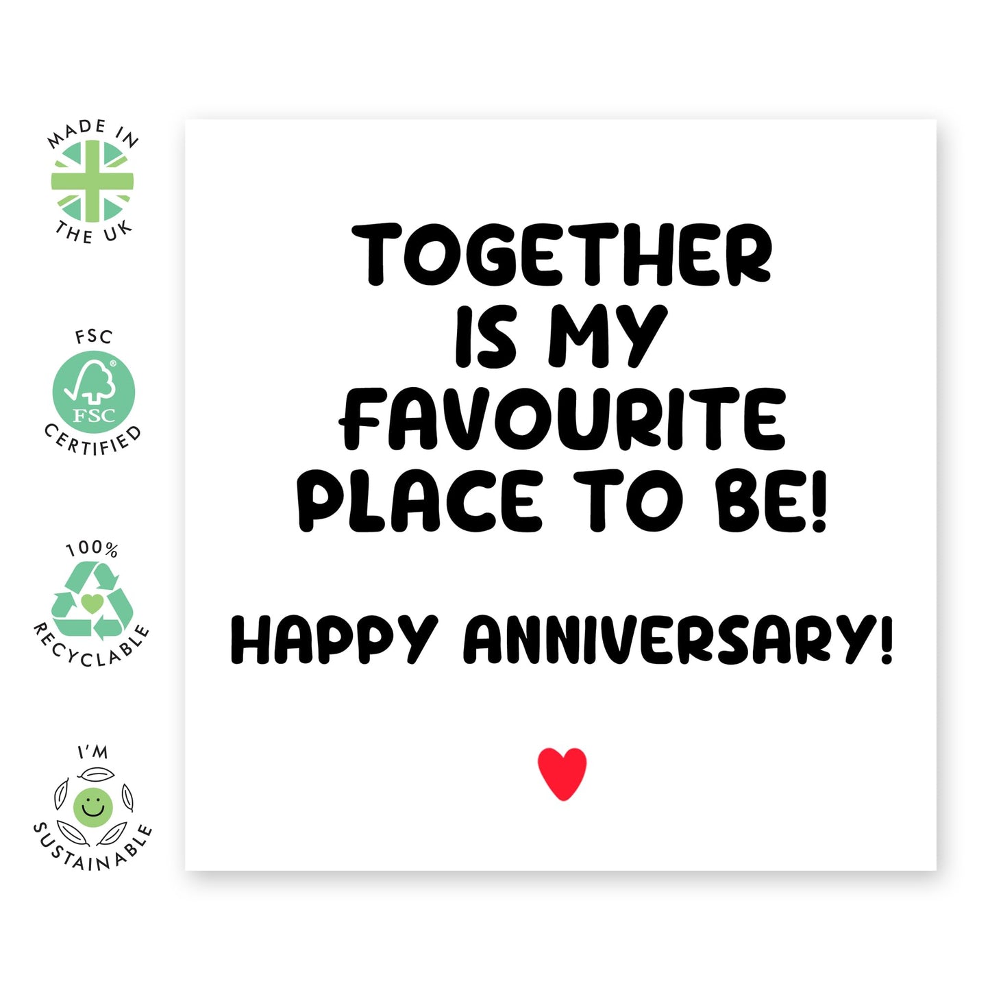 Anniversary Card For Him Her Couple - My Favourite Place To Be - Romantic Wedding Anniversary Card For Husband Wife - Gifts For Boyfriend Girlfriend Partner - Comes With Stickers - By Central 23