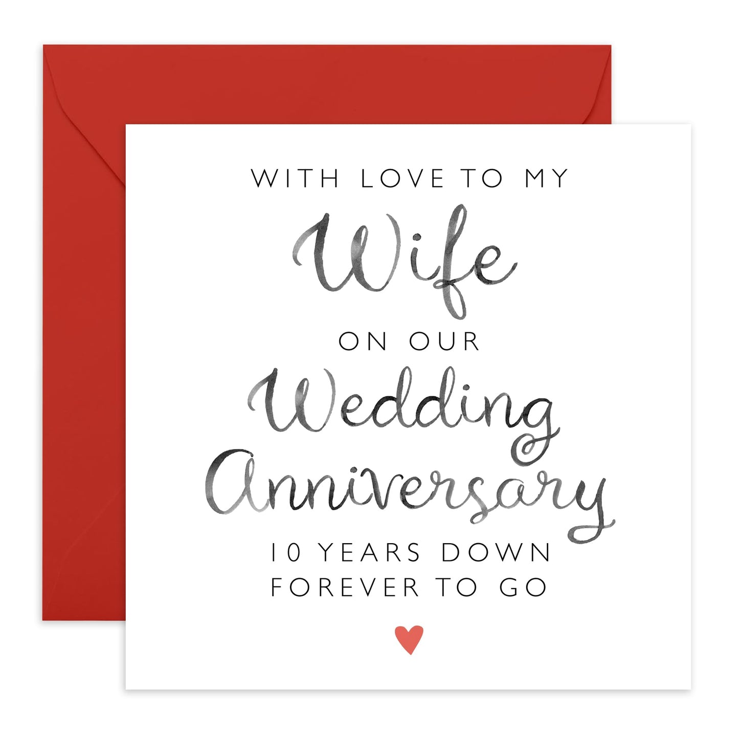 10th Anniversary Card for Her - '10 Years Of Us Text Wife' - Gifts for Spouse, Honey, Darling, Ladies, Women, Other Half - Lifetime Commitment - Comes with Fun Stickers