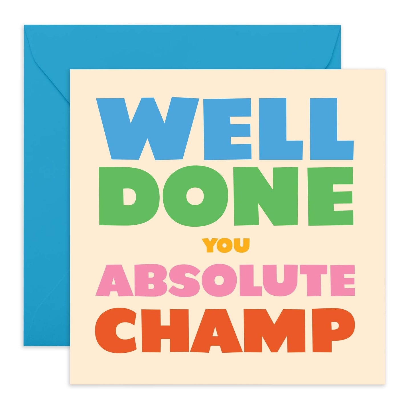Well Done Card - You Absolute Champ - Congratulations Card For Promotion Passed Driving Test New Job - Good Job - Graduation Card For Son Daughter - Comes With Stickers - By Central 23