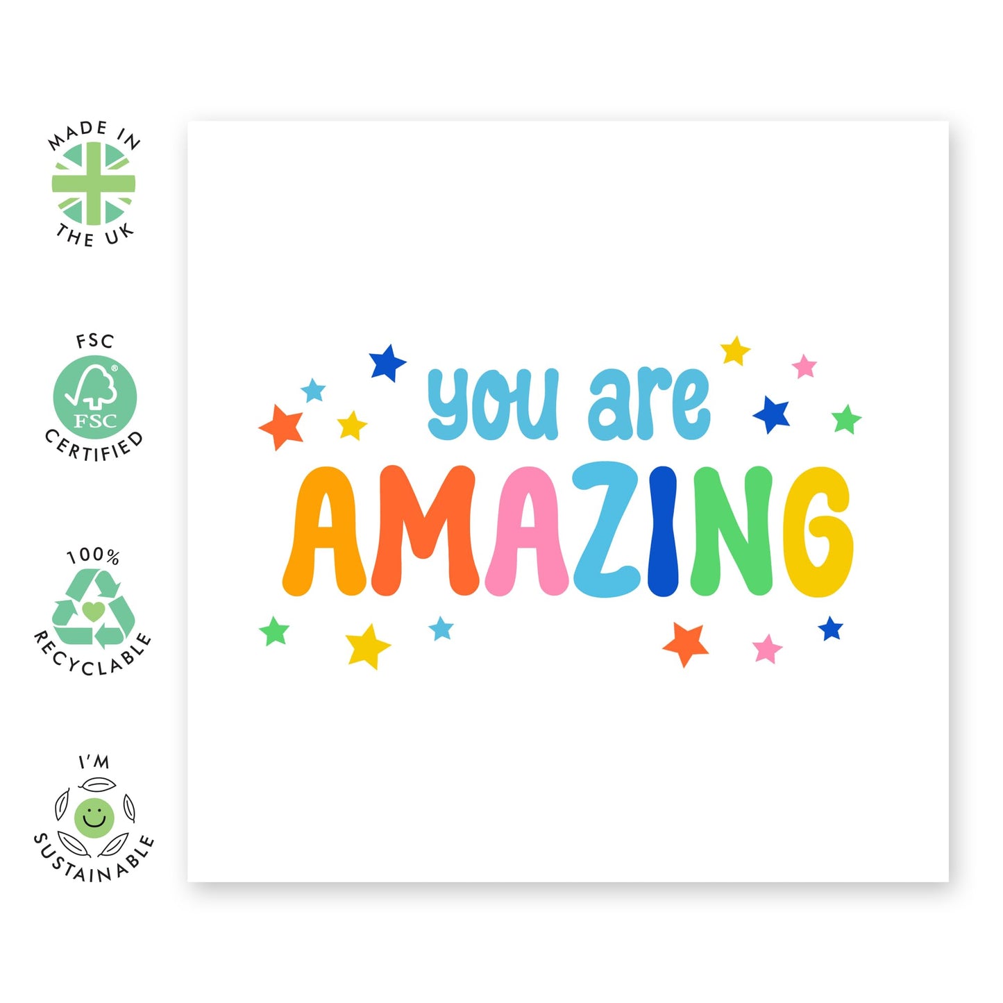 Birthday Cards For Her Him - You Are Amazing Rainbow Stars - Brother Sister Birthday Card - Best Friend Birthday Card - Greeting Cards For Male Female - Comes With Fun Stickers By Central 23