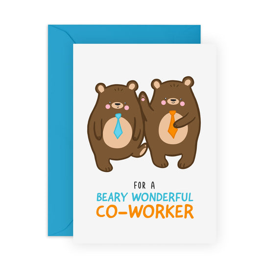 Congratulations Card For Women Men - Beary Wonderful Co Worker - Congratulations On Your New Job Colleagues - Graduation Brother Sister - Friendship Gifts - Comes With Stickers By Central 23