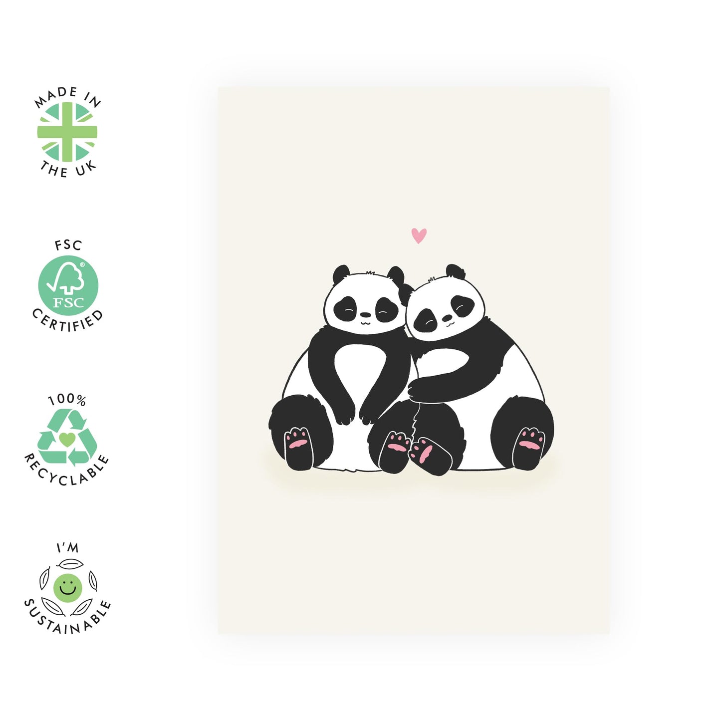 Panda Valentines Card For Kids - 'Pandas In Love' - Boyfriend Anniversary Card - Romantic Gifts For Him Husband Partner Fiance - Love Cards For Her Girlfriend - Comes With Cute Fun Stickers