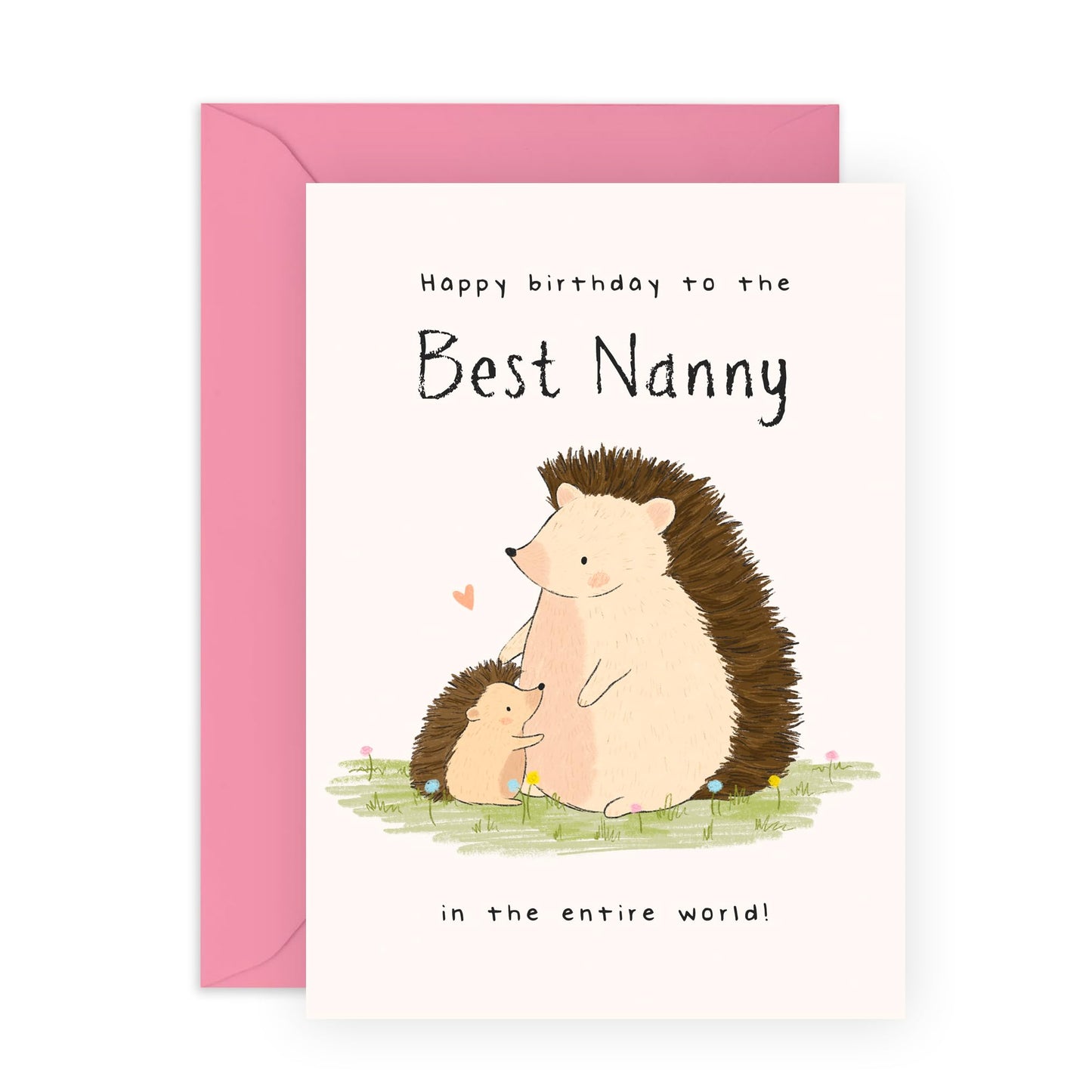 Cute Birthday Card for Her – "Hedgehog Nanny" – Greeting Card for Grandma, Nan, Granny, Grandmother, Grandparent - Adorable Animals - Comes with Fun Stickers