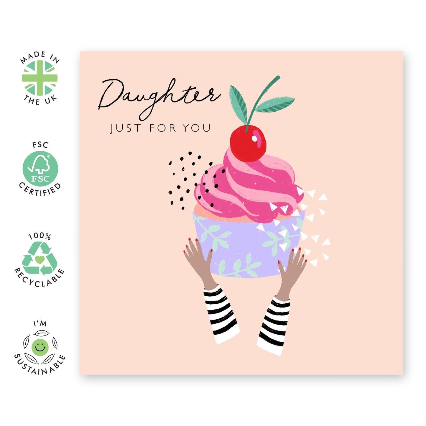 Daughter Birthday Card - Just For You -sweet Female Birthday Card For Daughter - Love Cards For Her - Gifts For Girls - Comes With Cute Stickers By Central