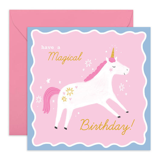 Magical Birthday Card - 'Unicorn Have a Magical Happy Birthday' - Sweet Gifts for Sister, Daughter, Kids, Children, Girls, Her - Pink Unicorn- Comes with Fun Stickers