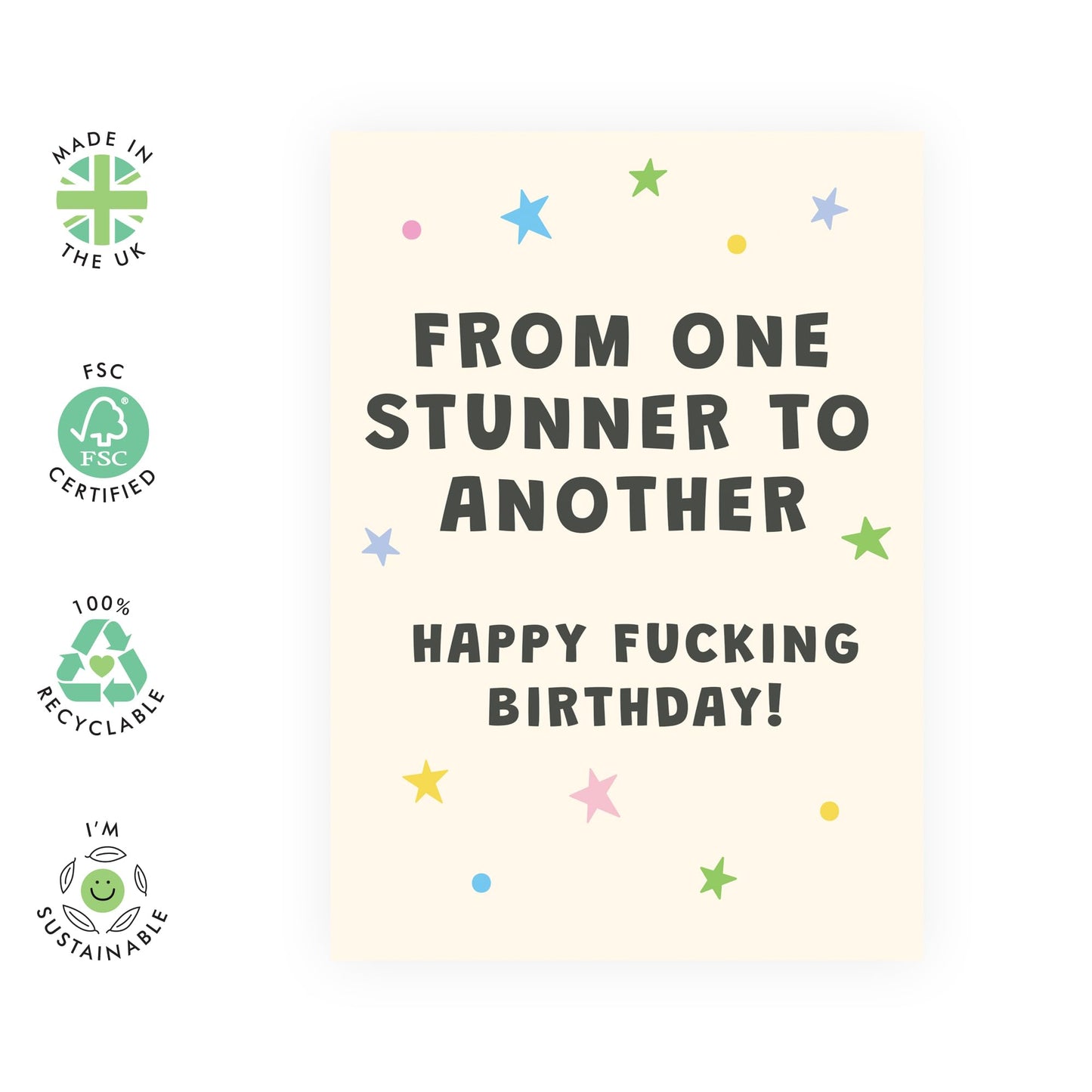 Happy Birthday Card For Friend Female - From One Stunner To Another - Friend Birthday Cards For Women - Sassy Gifts For Her Daughter Best Friend Mom Aunt - Comes With Cute Stickers By Central 23