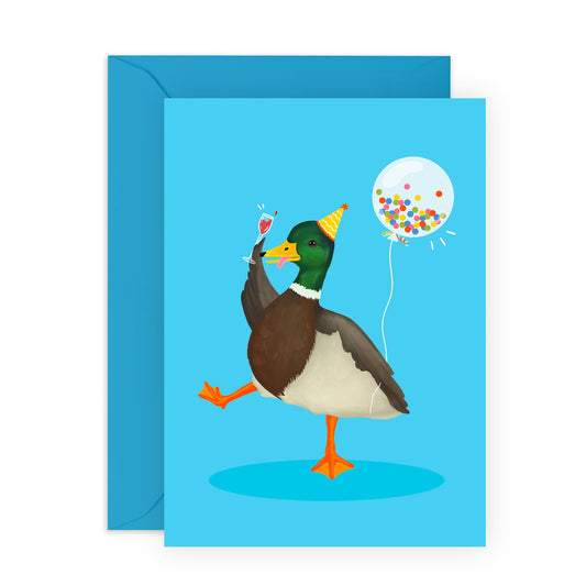 Happy Birthday Card For Her Him - Party Duck - Birthday Greeting Cards For Men Women - Gifts For Friends Son Daughter Husband Wife - Comes With Fun Stickers - By Central 23