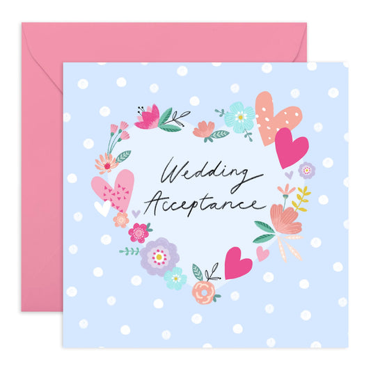 Wedding Acceptance Card For Bridesmaid Groomsman - Wedding Acceptance Floral Heart - Wedding Invitations From Groom Bride - Rsvp Reply Card For Entourage - Comes With Fun Stickers By Central 23