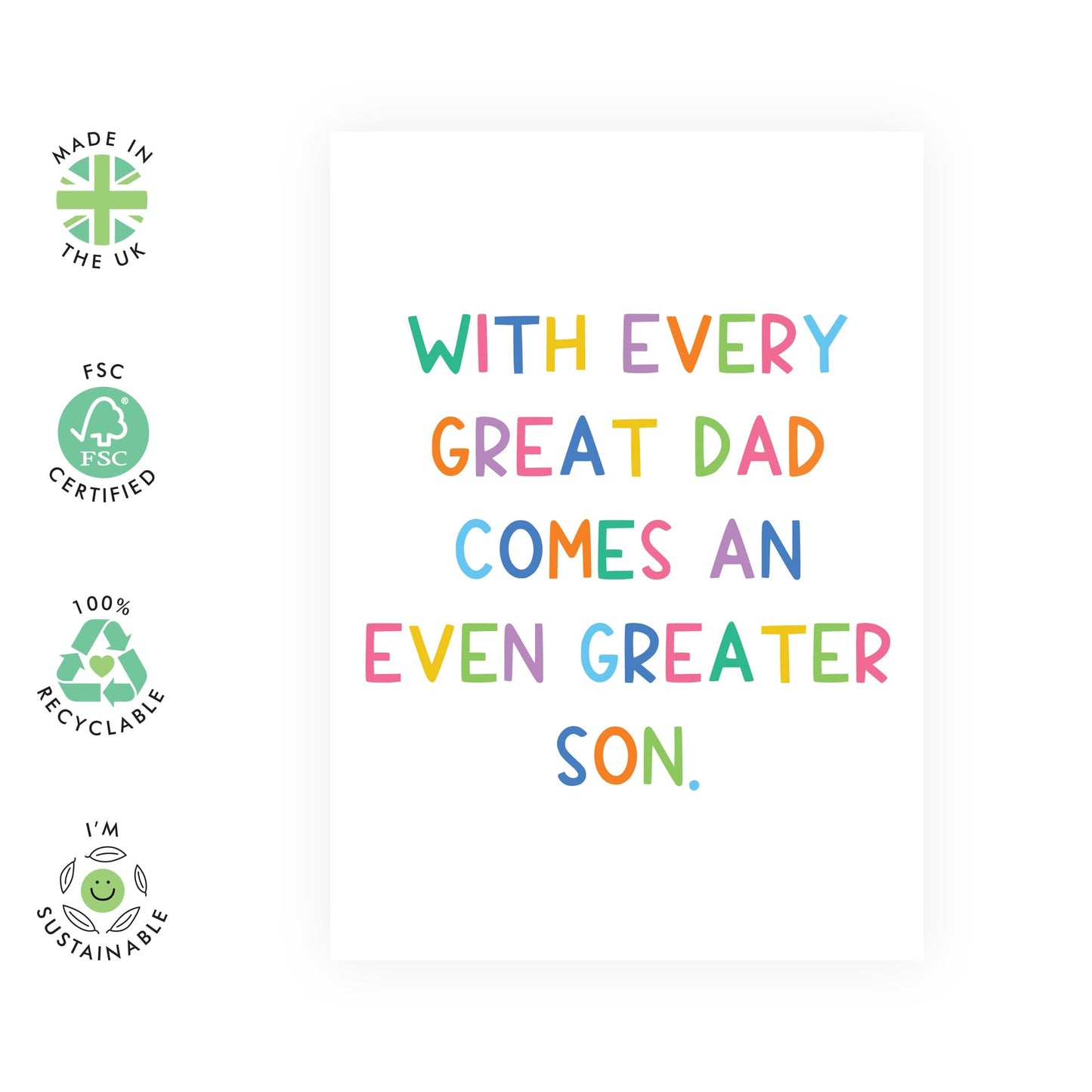 Funny Card - 'GREAT DAD GREAT SON' - For Dads, Daddy's, Pops, Fathers - Perfect for Celebrating Your Strong Bond - Ideal for Any Occasion or Just Because - Comes with Stickers by Central 23