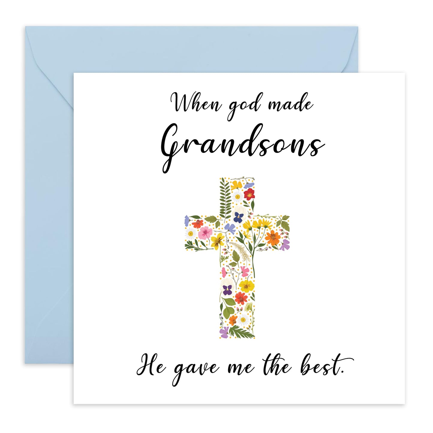 Grandson Birthday Card - First Holy Communion Cards - Baptism Cards For Boys - Easter Card For Grand Son - Christian Cards - Thinking Of You Card - Comes With Cute Stickers By Central 23
