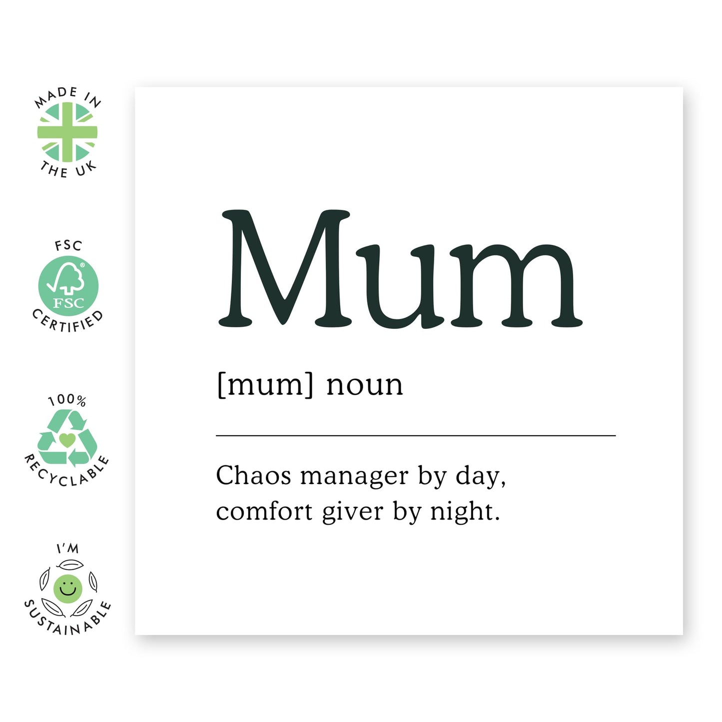 Mum Birthday Card Funny - Chaos Manager by Day, Comfort by Night - Mothers Day Card From Daughter Son - Happy Birthday Mum Card - Thank You I Love You Gifts For Her - Comes With Stickers By Central 23