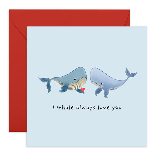 Sweet Whales Love Card - 'Whale Love' - Gifts for Wife, Husband, Girlfriend, Boyfriend, Him, Her, Spouse, Married Couples, Babe - Partners For Life - Comes with Fun Stickers