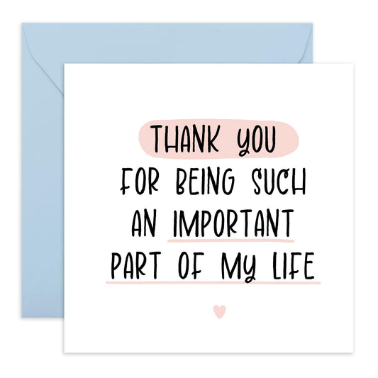 Sweet Birthday Card For Men Women - Important Part Of My Life - Anniversary Card For Husband Wife Boyfriend Girlfriend - Friends Birthday Card - Thank You Cards - Comes With Stickers - By Central 23