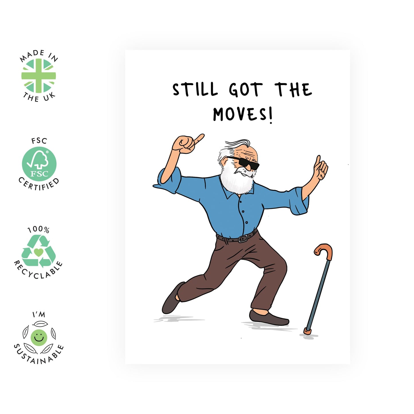 Granddad Birthday Card - Still Got The Moves - Quirky Father Birthday Card - Birthday Card From Grandson Granddaughter - Gifts For Men Grandpa Grandfather - Comes With Fun Stickers By Central 23