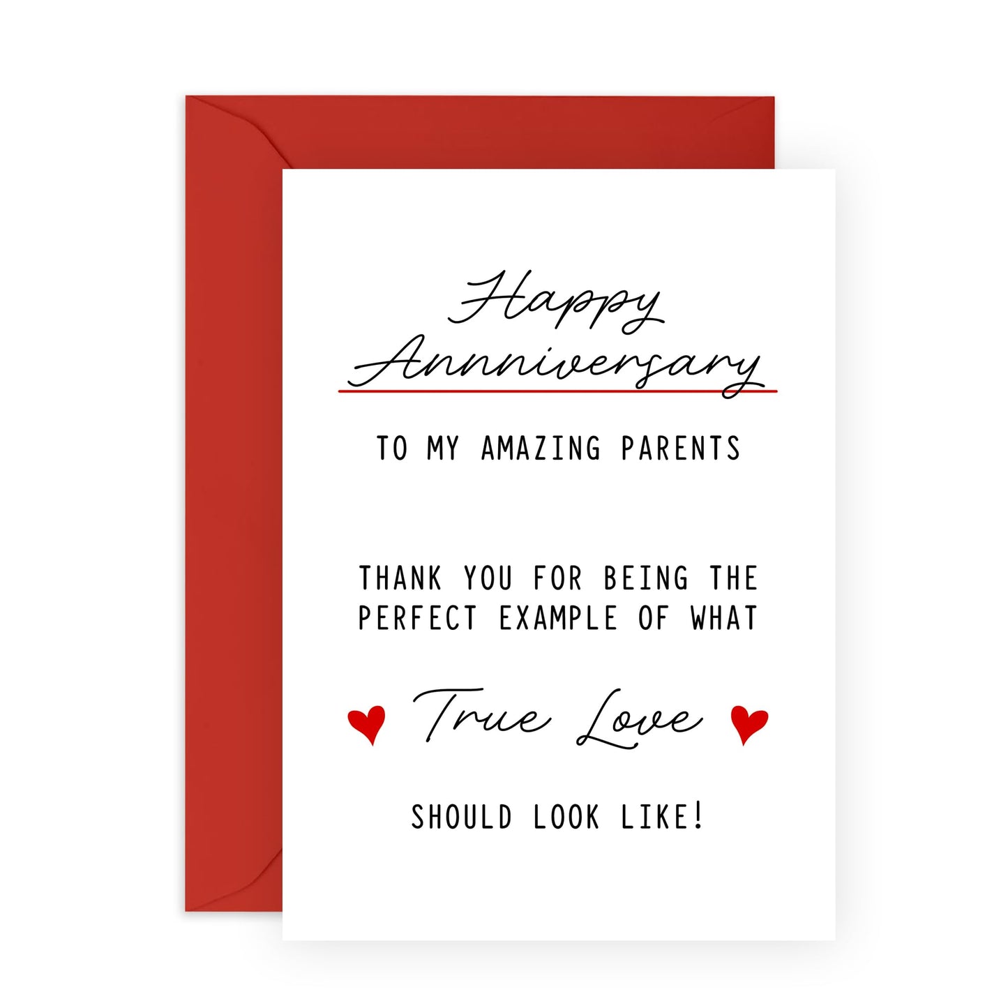 Sweet Anniversary Card For Mum and Dad - 'Anniversary For Parents' - Gift for Mother, Father, Them From Son, Daughter - Example of True Love - Comes with Fun Stickers